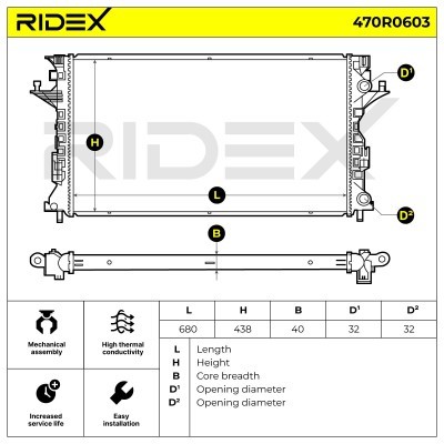 Radiator, Engine Cooling RIDEX 470R0603 470R0603 - photo 5