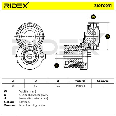 Belt Tensioner V-Ribbed Belt RIDEX 310T0291 310T0291 - photo 5