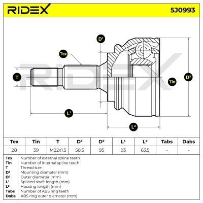 Joint Kit, Drive Shaft RIDEX 5J0993 5J0993 - photo 7