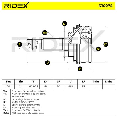 Joint Kit, Drive Shaft RIDEX 5J0275 5J0275 - photo 7
