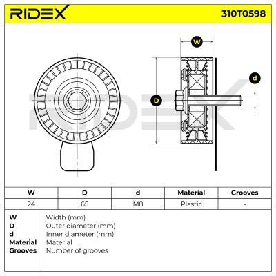 Belt Tensioner V-Ribbed Belt RIDEX 310T0598 310T0598 - photo 6