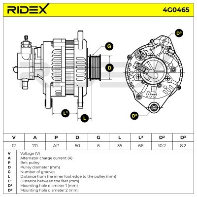 Alternator RIDEX 4G0465 4G0465 - photo 5