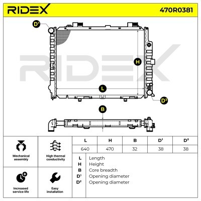 Radiator, Engine Cooling RIDEX 470R0381 470R0381 - photo 5