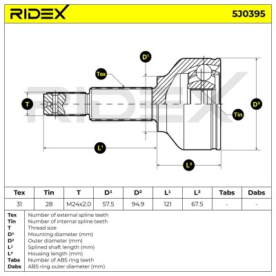 Joint Kit, Drive Shaft RIDEX 5J0395 5J0395 - photo 5
