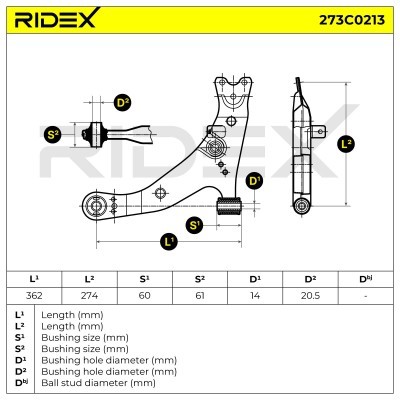 Control Arm RIDEX 273C0213 273C0213 - photo 5