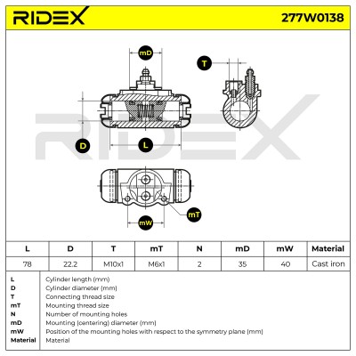 Wheel Brake Cylinder RIDEX 277W0138 277W0138 - photo 6