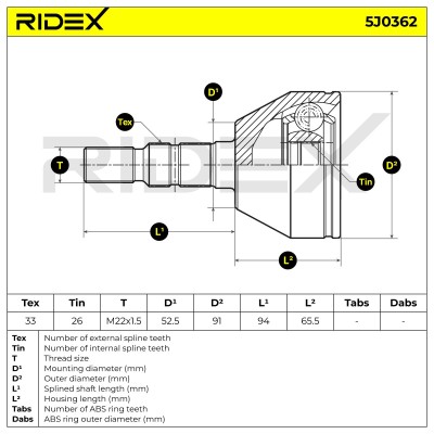 Joint Kit, Drive Shaft RIDEX 5J0362 5J0362 - photo 7