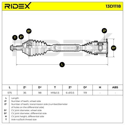 Drive Shaft RIDEX 13D1118 13D1118 - photo 7