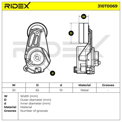 Belt Tensioner V-Ribbed Belt RIDEX 310T0069 310T0069 - photo 6