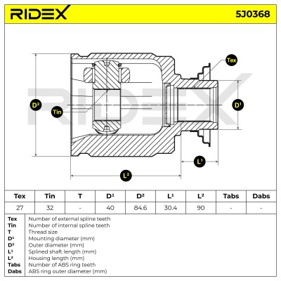 Joint Kit, Drive Shaft RIDEX 5J0368 5J0368 - photo 6