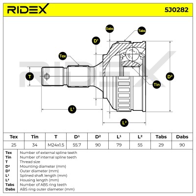 Joint Kit, Drive Shaft RIDEX 5J0282 5J0282 - photo 5