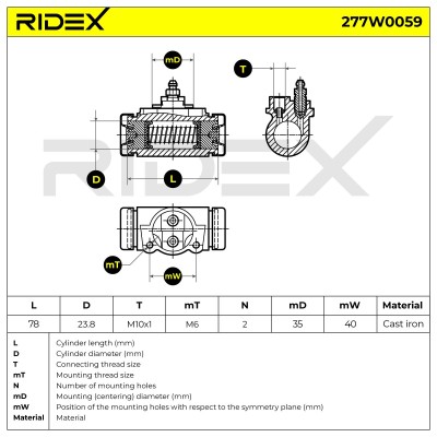 Wheel Brake Cylinder RIDEX 277W0059 277W0059 - photo 6
