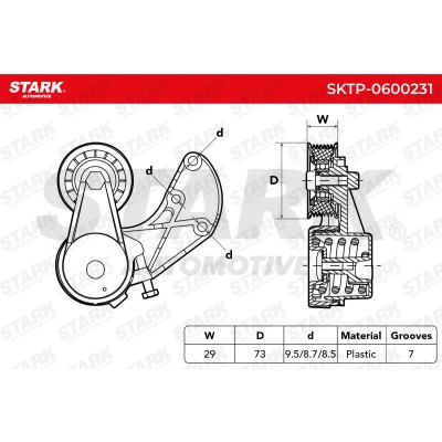 Belt Tensioner V-Ribbed Belt Stark SKTP-0600231 SKTP-0600231 - photo 6