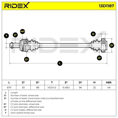 Drive Shaft RIDEX 13D1187 13D1187 - photo 7