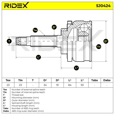 Joint Kit, Drive Shaft RIDEX 5J0424 5J0424 - photo 7