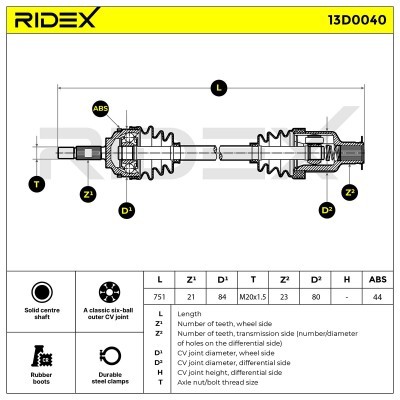 Drive Shaft RIDEX 13D0040 13D0040 - photo 4