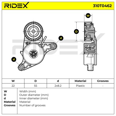 Belt Tensioner V-Ribbed Belt RIDEX 310T0462 310T0462 - photo 6