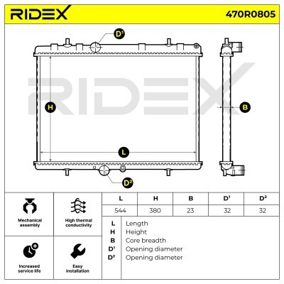 Radiator, Engine Cooling RIDEX 470R0805 470R0805 - photo 8