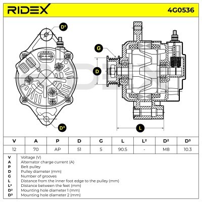 Alternator RIDEX 4G0536 4G0536 - photo 6