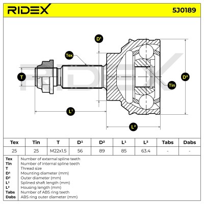 Joint Kit, Drive Shaft RIDEX 5J0189 5J0189 - photo 7