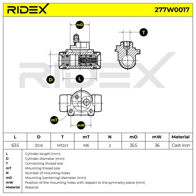 Wheel Brake Cylinder RIDEX 277W0017 277W0017 - photo 6