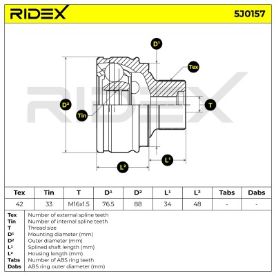 Joint Kit, Drive Shaft RIDEX 5J0157 5J0157 - photo 5