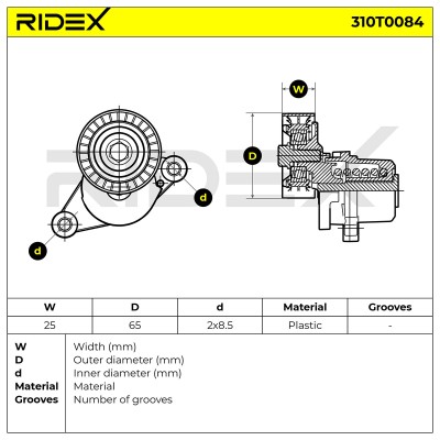 Belt Tensioner V-Ribbed Belt RIDEX 310T0084 310T0084 - photo 6