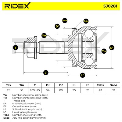 Joint Kit, Drive Shaft RIDEX 5J0281 5J0281 - photo 5