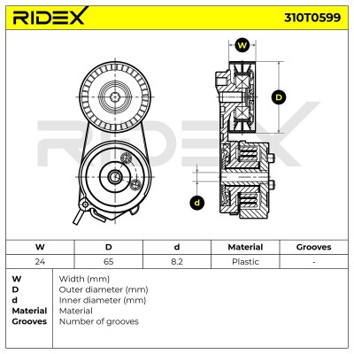 Belt Tensioner V-Ribbed Belt RIDEX 310T0599 310T0599 - photo 6