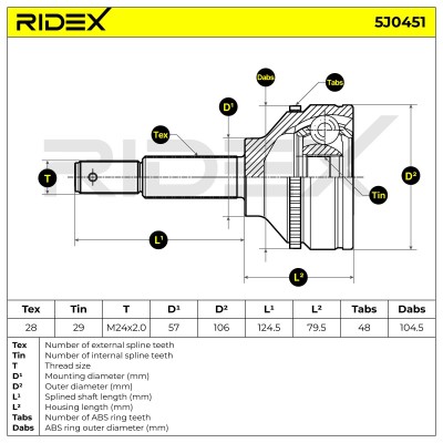 Joint Kit, Drive Shaft RIDEX 5J0451 5J0451 - photo 7