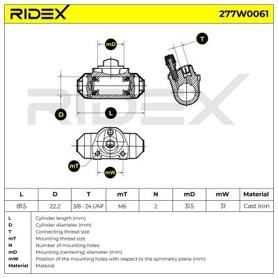 Wheel Brake Cylinder RIDEX 277W0061 277W0061 - photo 6