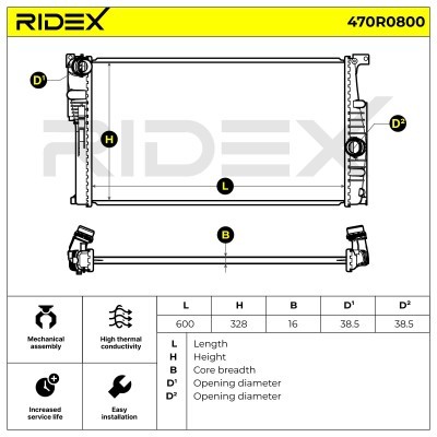 Radiator, Engine Cooling RIDEX 470R0800 470R0800 - photo 6