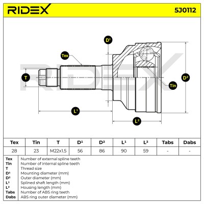 Joint Kit, Drive Shaft RIDEX 5J0112 5J0112 - photo 7