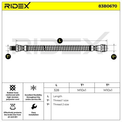 Brake Hose RIDEX 83B0670 83B0670 - photo 2