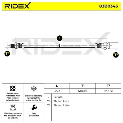 Brake Hose RIDEX 83B0343 83B0343 - photo 2