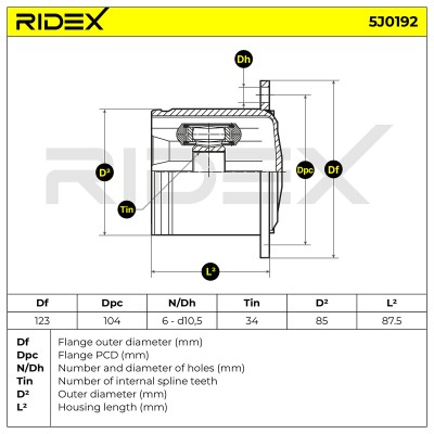 Joint Kit, Drive Shaft RIDEX 5J0192 5J0192 - photo 5