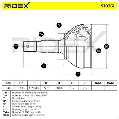 Joint Kit, Drive Shaft RIDEX 5J0361 5J0361 - photo 7