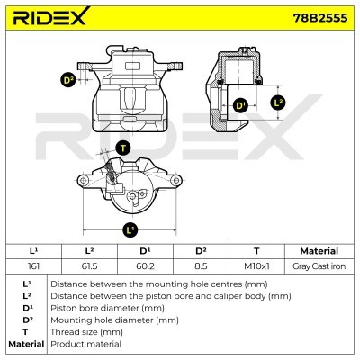 Brake Caliper RIDEX 78B2555 78B2555 - photo 7
