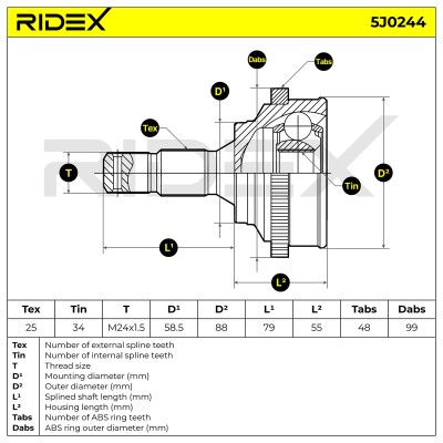 Joint Kit, Drive Shaft RIDEX 5J0244 5J0244 - photo 5