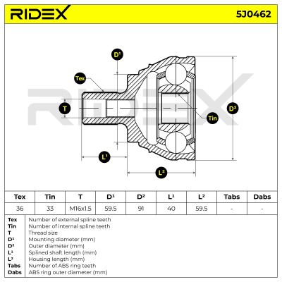 Joint Kit, Drive Shaft RIDEX 5J0462 5J0462 - photo 5