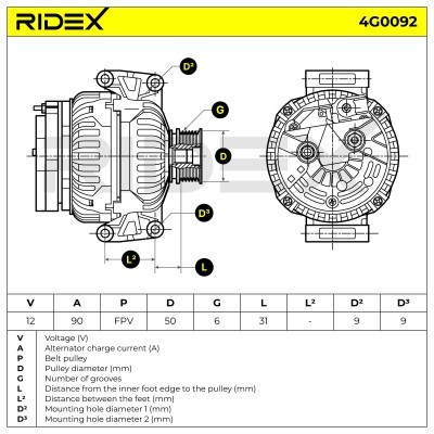 Alternator RIDEX 4G0092 4G0092 - photo 6