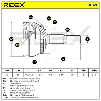 Joint Kit, Drive Shaft RIDEX 5J0121 5J0121 - photo 5