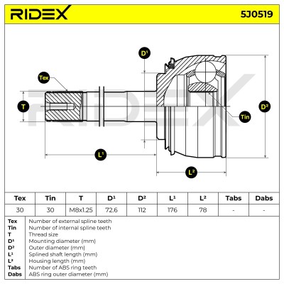 Joint Kit, Drive Shaft RIDEX 5J0519 5J0519 - photo 7