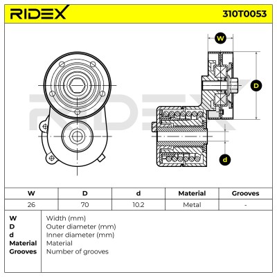 Belt Tensioner V-Ribbed Belt RIDEX 310T0053 310T0053 - photo 6