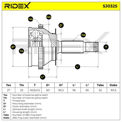Joint Kit, Drive Shaft RIDEX 5J0325 5J0325 - photo 5