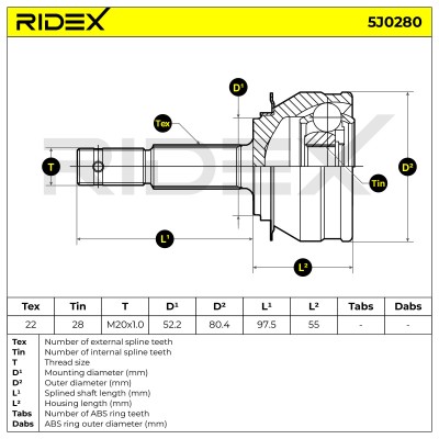 Joint Kit, Drive Shaft RIDEX 5J0280 5J0280 - photo 5