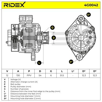 Alternator RIDEX 4G0042 4G0042 - photo 5