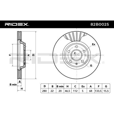 Brake Disc RIDEX 82B0025 82B0025 - photo 3