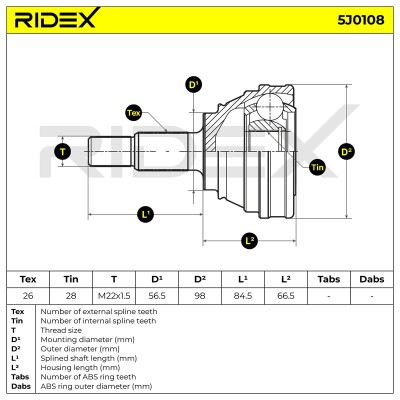 Joint Kit, Drive Shaft RIDEX 5J0108 5J0108 - photo 5