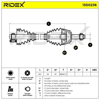 Drive Shaft RIDEX 13D0236 13D0236 - photo 4